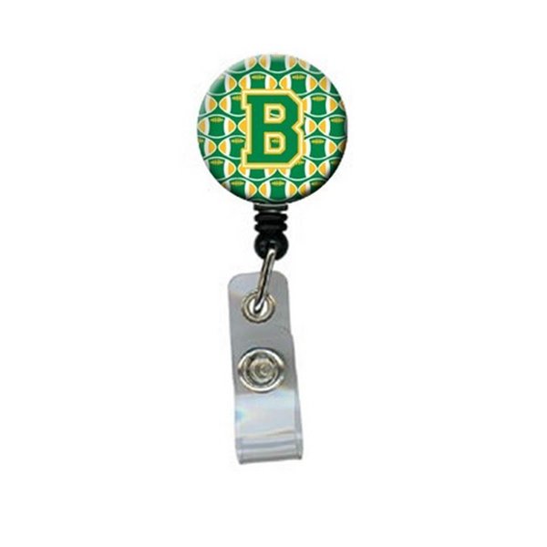 Carolines Treasures Letter B Football Green and Gold Retractable Badge Reel CJ1069-BBR